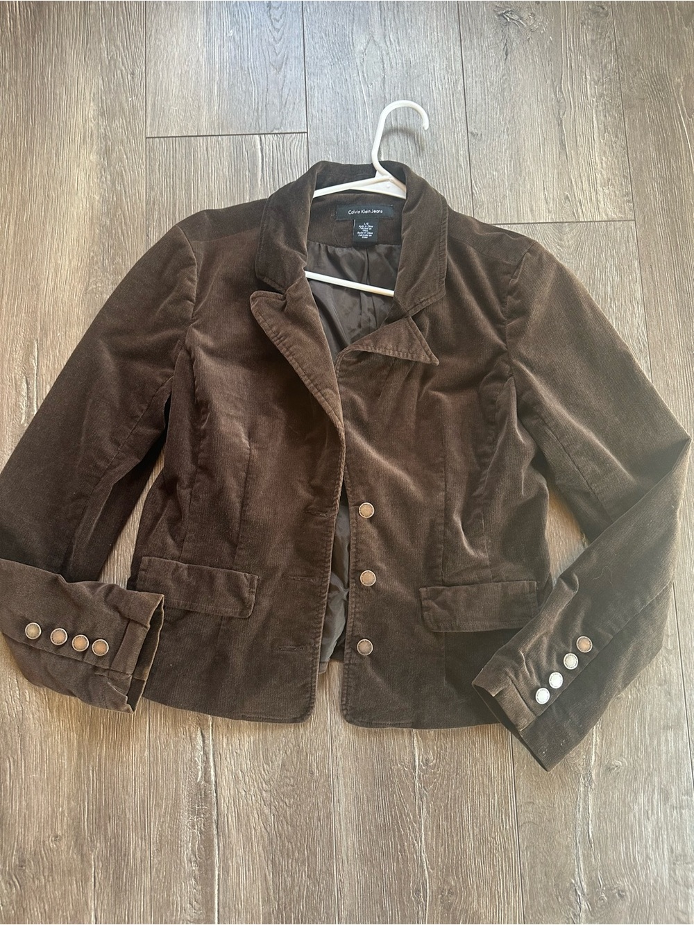 Calvin Klein Dark Brown Corduroy Women's Blazer Jacket